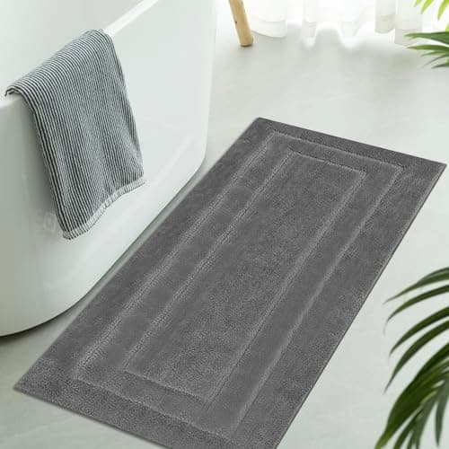 Image of GRANNY SAYS Bath Mat 60 x 120 cm, Pack of 1 Extra Large Bathroom Matt Non-Slip, Super Water Absorbent Bath Rug, Machine Washable Bathroom Rug for Floor, Dark Grey