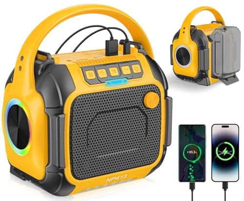 Image of Portable Bluetooth Speaker, Compatible with DEWALT 20V Battery (No Battery), Wireless Speaker with FM Radio, 3.5mm AUX Audio Port, USB/Type-C Charging and TF Card Input for
