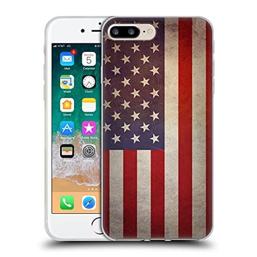 Image of Head Case Designs Flag of the United States of America USA Grunge Country Flags Gel Case [Military Grade Protection] Compatible with Apple iPhone 7 Plus/iPhone 8 Plus and Compatible with MagSafe