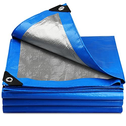 Image of Onarway Tarpaulin 3m x 4m Thicken Tarpaulin Waterproof Heavy Duty 110GSM with Reinforced Grommets, Tarp Sheet Cover for Multipurpose Outdoor Use, Blue