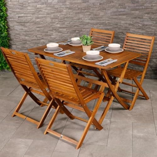 Image of CHARLES BENTLEY FSC® 100% Certified, Folding, Wooden Furniture Rectangular Table (ONLY), Acacia Wood, Garden Décor, Outdoor Furniture, Outdoor Dining, Patio Dining Table, 12kg (120x74x70cm)
