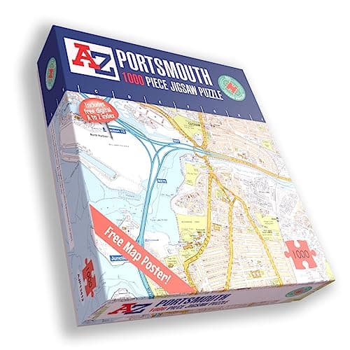 Image of Great Britain A-Z Map of Portsmouth 1000 Piece Jigsaw Puzzle – Exclusive Street Map – Includes Guide Print & City Index – Nostalgic Gift Mapping Fun for Adults