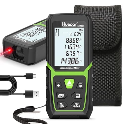 Image of Laser Measure Device 120M/400Ft, Huepar Laser Distance Measure with Electronic Angle Sensor Portable Digital Measure Tool Range Finder with Bubble Level and Large LCD Backlit Mute and Waterproof IP54