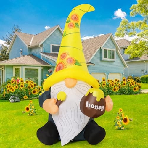 Image of GOOSH 6 FT Summer Inflatables Gnome Outdoor Blow Up Yard Decoration with LED Lights, Weather-Resistant&Fast Inflation for Garden Lawn Party Indoor Decor