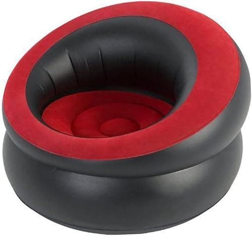 Image of Unibos Air Chair Inflatable Sofa | Indoor & Outdoor Use | Blow up Seat Gaming Lounger | Flocked Surface Ultra Soft | Single - Red/Black