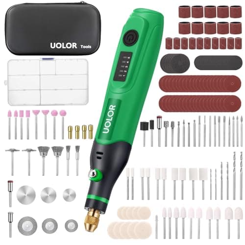 Image of Uolor Mini Cordless Rotary Tool, Polishing Kit with 158 Accessories, Multi-Purpose Power Rotary Multi Tool for Polishing, Engraving, Sanding, Drilling, Etching, Cutting Grinding DIY Crafts