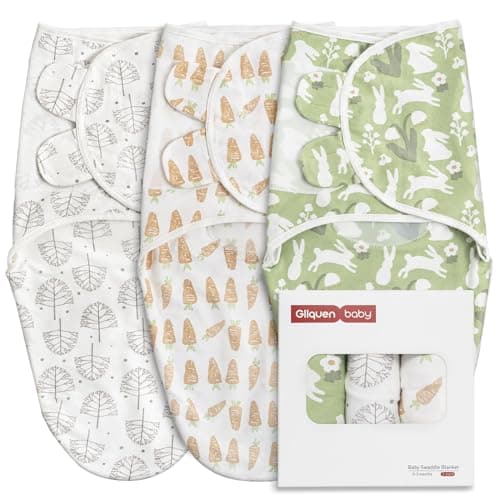 Image of GLLQUEN BABY Baby Swaddle Wraps for 0-3 Months Newborn,Oeko-tex100,100% Breathable Organic Cotton Fabric Swadding Blankets,3 Pack Spring Letter