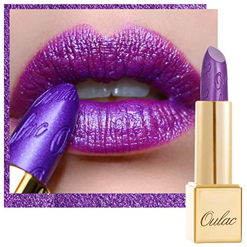 Image of OULAC Metallic Shine Glitter Lipstick, Purple High Impact Lipcolor, Lightweight Soft and Ultra Hydrating, Long Lasting, Vegan & Cruelty-Free, Full-Coverage Lip Color 4.3 g/0.15 Royal Sash(16)