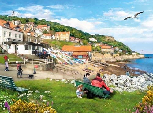 Image of Ravensburger Picturesque Landscapes No.1 Yorkshire Whitby & Runswick Bay 2x 500 Piece Jigsaw Puzzle for Adults and Kids Age 10 Years Up