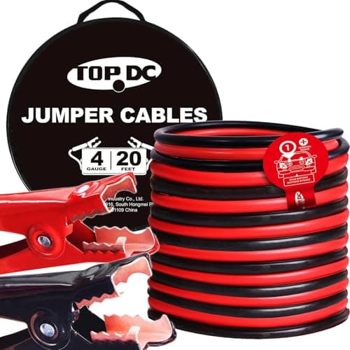 Image of TOPDC 4 Gauge 20 Feet Jumper Cables for Car, SUV and Trucks Battery, Heavy Duty Automotive Booster Cables for Jump Starting Dead or Weak Batteries with Carry Bag, (TD-P0420)