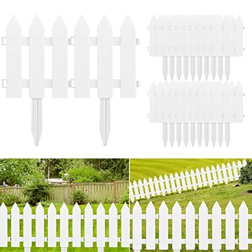 Image of ELECLAND 22-Piece Plastic Fence Set - White Garden Picket Fence Edgings for Lawn, Flowerbeds, Plant Borders & Decorative Yard