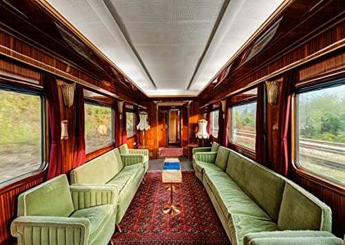 Image of BELECO 2.5x1.8m Fabric Luxury Vintage Train Interior Photography Backdrop 1950 Old Train Carriage Sofa Carpet Background Train Theme Party Decor Kids Adults Artistic Portrait Photoshoot Studio
