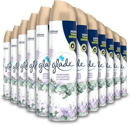 Image of Glade Air Freshener, Aerosol Room Spray, Eucalyptus & Lavender, Pack of 12 (12 x 300ml)