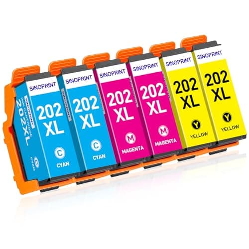 Image of SINOPRINT 202XL Ink Cartridges Compatible with Epson 202XL Colour Ink Replacement for Epson XP6100 Ink Cartridges for Expression Premium XP6105 XP6000 XP6005 XP6100 XP-6100 XP-6105 XP-6000 XP-6005
