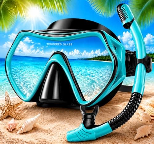 Image of Hydomi Snorkel Set for Adults – Comfortable Leak-Proof Mask with Anti-Fog Tempered Glass, 180° Panoramic View & Dry Top Snorkel, Adjustable Diving Set for Holiday & Beach
