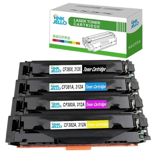 Image of InkJello Toner Cartridge For Printer, Compatibile with HP Colour LaserJet Pro MFP M476dn M476dw M476nw CF380X CF381A CF382A CF383A (Black/Cyan/Yellow/Magenta, 4-Pack)