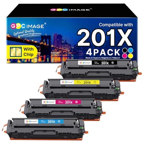 Image of GPC Image 201X Toner Cartridges Compatible for HP 201X Toner Cartridge Multipack for HP Color LaserJet Pro MFP M277dw M252dw M274n M277c6 M252n M277n CF400X CF401X CF402X CF403X (BK/C/M/Y, 4-Pack)