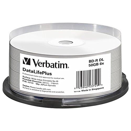 Image of Verbatim BD-R - Blu-ray Disc 50 GB, Printable Surface, 6x Burning Speed, DataLifePlus, 25-Pack Spindle