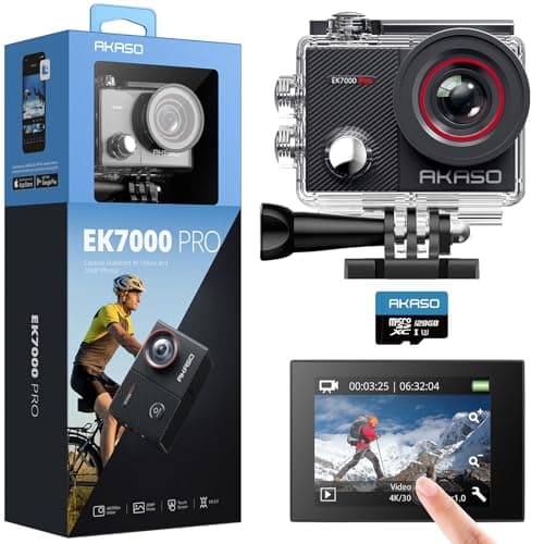 Image of AKASO EK7000 Pro 4K Action Camera with 128GB microSDXC Memory Card - Touch Screen EIS Adjustable View Angle 40m Waterproof Underwater Camera Remote Control Helmet Camera with Accessories Kit