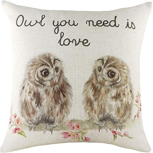 Image of Evans Lichfield Hedgerow Owls Cushion Cover, Polyester, Linen, multicolour, 43 x 43cm