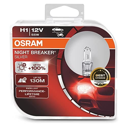 Image of OSRAM NIGHT BREAKER SILVER H1, +100% more brightness, halogen headlamp, 64150NBS-HCB, 12V, passenger car, duo box (2 lamps)