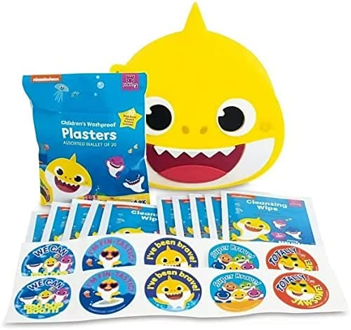 Image of Reliance Medical Baby Shark First Aid Kit - Small Mini Kits for Children in Silicon Bag- Home Car Travel Equipment Essentials for Childrens Health and Safety