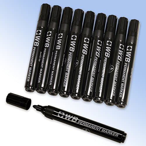 Image of 10 Black Permanent Bullet Tip Marker Pens