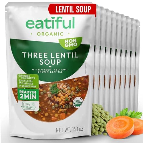 Image of EATIFUL Lentil Soup, Made With Organic Vegetables, Lentil Soup With Green, Red And Brown Lentils, No Added Preservatives And Sugar, Gluten Free, NON GMO, 14 Ounce