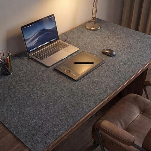 Image of DAWNTREES 140x60 cm Felt Desk Pad,Mouse Pad, Non Slip Desk Mat for Desktop,Keyboard,Mouse,Laptop,Desk Protector Cover Mat for Office Work(Dark Grey)