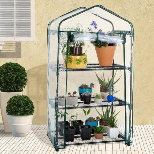 Image of Easy Shopping® 3 Tier Mini Greenhouse Frame PVC Plastic Outdoor Garden Steel Frame Plants Seed Seedling Flower Herb Fruit Vegetable Salad Grow House