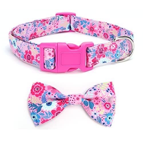 Image of haoyueer Soft Comfy Bowtie Dog Collar,Detachable and Adjustable Bow Tie Collar,for Girl Female Small Medium Large Dogs (S, Hot Pink1)