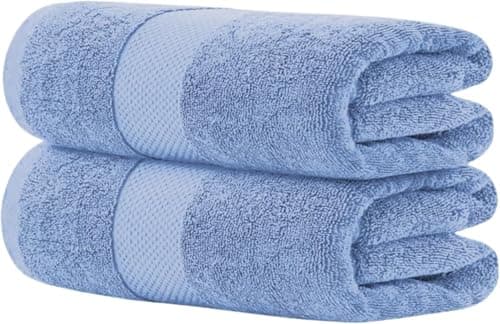 Image of Hieftan Towels Bath Sheet Set – 100% Cotton Pack of 2 Extra Large Bath Sheets Towel 600gsm Highly Absorbent Rapid Dry Super Sheets for Bathroom 140 X 80 cm (Cobalt)