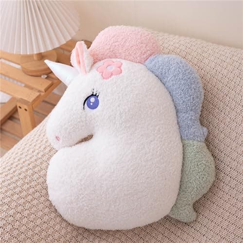 Image of Ueiwffzo Cuddly Cushion Children's Room Rainbow Heart Decorative Cushion Plush Toys for Baby Room Children's Room Soft Decorative Cushion for Girls Boys (Unicorn 45 cm)
