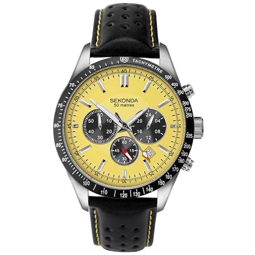 Image of SEKONDA Unisex-Adult Chronograph Quartz Watch with Leather Strap 1395.27