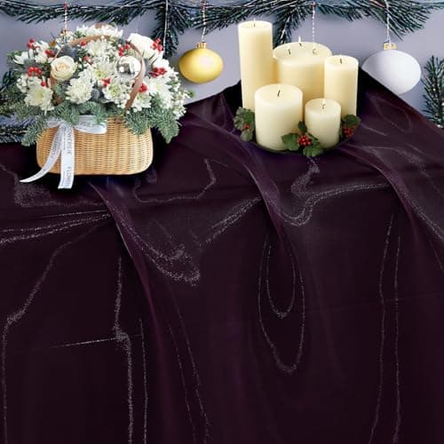 Image of VDS Plum Organza Fabric, 5 Yards Continuous, 45” Wide, Wedding Party Decoration Iridescent Crystal Sheer Shiny Organza Tulle Bridal Dress DIY Crafts Costume Sewing Backdrop Arch Cloth