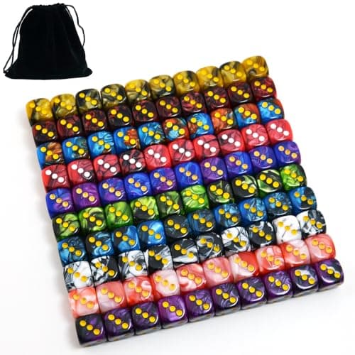 Image of Smartdealspro 100-Pack Two Color Round Angle Six Sided Dice Die with Free Pouch for Tenzi, Farkle, Yahtzee, Bunco or Teaching Math (mini-12mm)