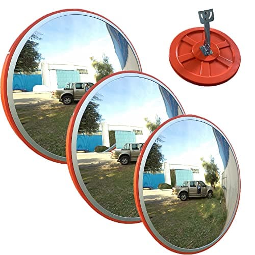 Image of Convex Safety Mirror, Shop Mirror Security, 24inch 60cm Diameter Wide Angle Unbreakable for Blind Spot, Orange Round