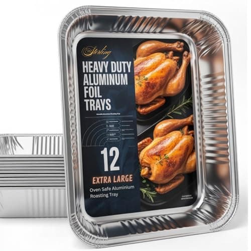 Image of Sterling Deep Aluminium Foil Roasting Trays 46cm - Large Christmas Turkey Roasters & Catering Oven Pans - Pack of 3