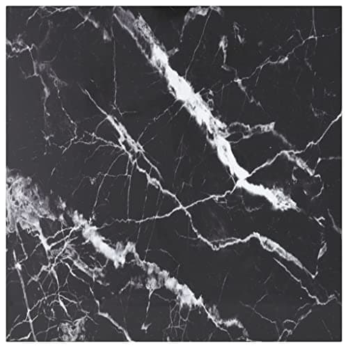 Image of vidaXL - Black Tempered Glass with Marble Design Table Top for Dining Tables and Coffee Tables - 60cm x 60cm Square - Easy to Clean