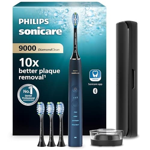 Image of Philips Sonicare DiamondClean 9000 Electric Toothbrush, Special Edition, Sonic Toothbrush with App, Pressure Sensor, 4 Brushing Modes, 3 Intensity Levels, Charging Stand, Aquamarine, Model HX9911/89