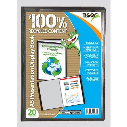 Image of Tiger 300930 - A5 Presentation Display Book Black 20 Pocket