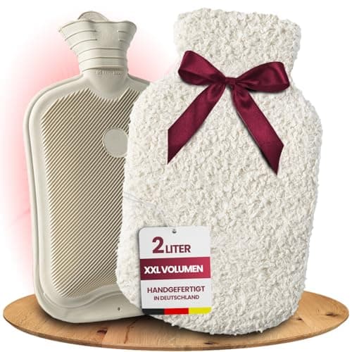 Image of Easy and Green Cuddly Hot Water Bottle with Cover Made of Extra Soft Organic Cotton Made in Germany - Hot Water Bottle Fluffy Hot Water Bottle Long Warm for Pain Relief - Easy and Green (2 L)