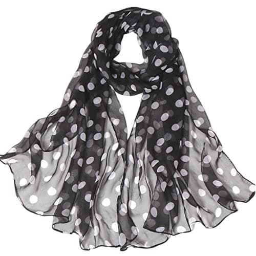 Image of FAIRYGATE Scarfs for Women Lightweight Fashion Scarves Polka Dot Print Pattern Ladies Chiffon Scarf Shawl Wraps A4814