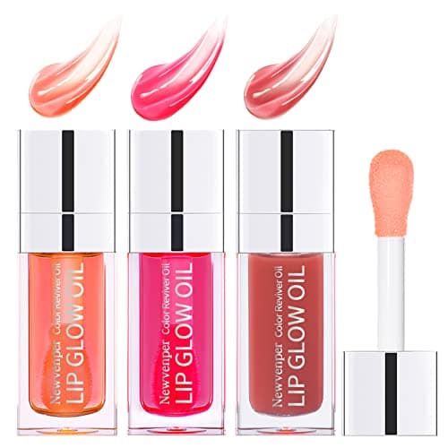 Image of 3PCS Hydrating Lip Glow Oil Long Lasting Plumping Lip Gloss Transparent Toot Lip Balm Moisturizing Lip Oil Repairing Lip Lines and Prevents Dry Cracked for Lip Care and Dry Lips 1#+2#+3#