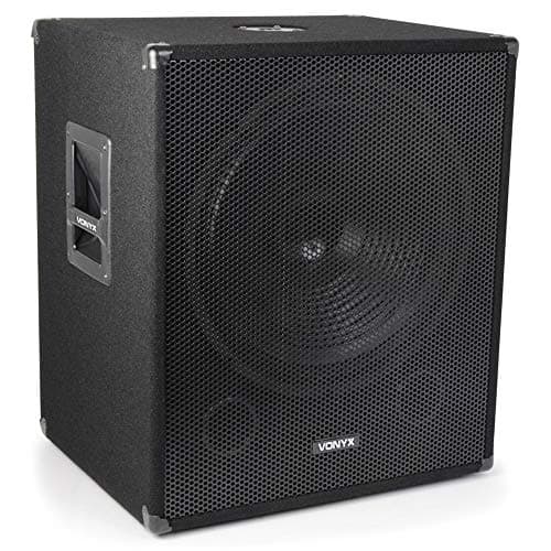 Image of VONYX SWA18 18" Active PA Subwoofer - 1000W DJ Powered Subwoofer Speaker with Low-Pass Filter, Phase Adjustment & Durable Carpeted Bass Bin Cab Design