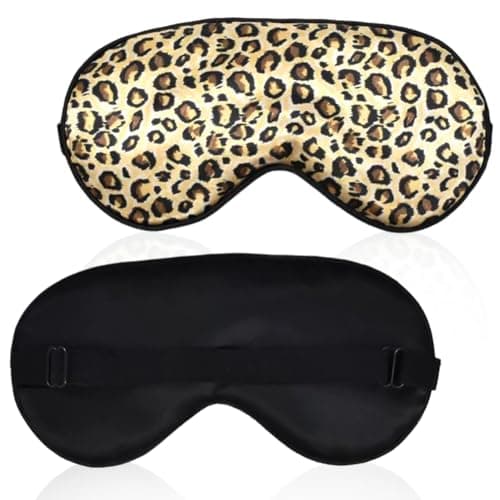 Image of Leopard Print Sleep Mask, Silk Sleep Mask,with Adjustable Strap,Comfortable and Super Soft Eye mask Ultimate Sleeping aid,for Women, Men, Side Sleepers,Blocks Light Reduces Puffy Eyes Gifts