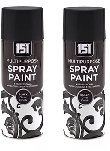 Image of PAJEE™ 2 x 400ml 151 Black Gloss Aerosol Paint Spray Cars Wood Metal Walls Graffiti