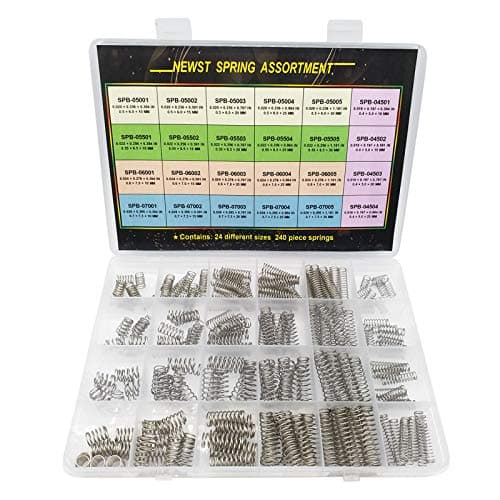 Image of Compression Springs NEWST Spring Assortment Kit | 24 Different Sizes 240 Piece Stainless Steel Spring Assortment with Case | 10~30mm(0.39" to 1.18" ) Length,5~7.5mm(0.2" to 0.3" ) OD