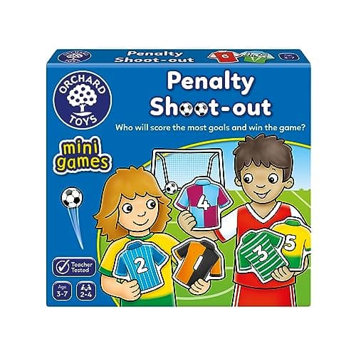 Image of Orchard Toys Penalty Shoot-Out Mini Game - Football Gifts for Boys, Girls, and Toddlers - Number, Counting, and Educational Games for 3+ Year Olds - Travel Games for Kids - 2-4 Players