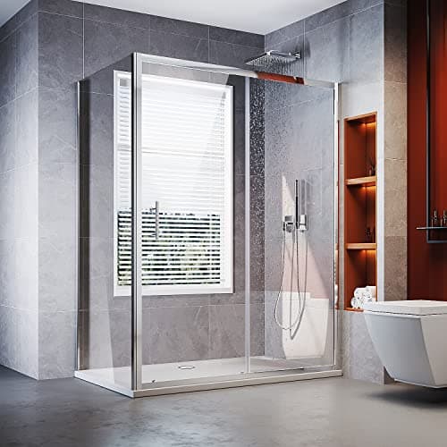 Image of ELEGANT 1200 x 900 mm Sliding Shower Enclosure 6mm Glass Reversible Cubicle Door Screen Panel + Side Panel